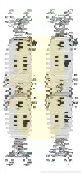 Straight Blade Duplex Receptacle: NEMA 5-20R, 20 Amps, Self-Grounding